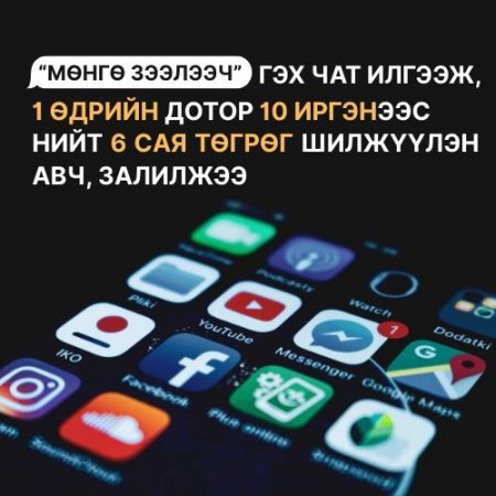 Орон нутагт амьдардаг иргэдийн фейсбүүк хаягт хууль бусаар нэвтэрч, бусад руу, “Мөнгө зээлээч” гэх чат илгээж, 1 өдрийн дотор 10 иргэнээс нийт 6 сая төгрөг шилжүүлэн авч залилжээ